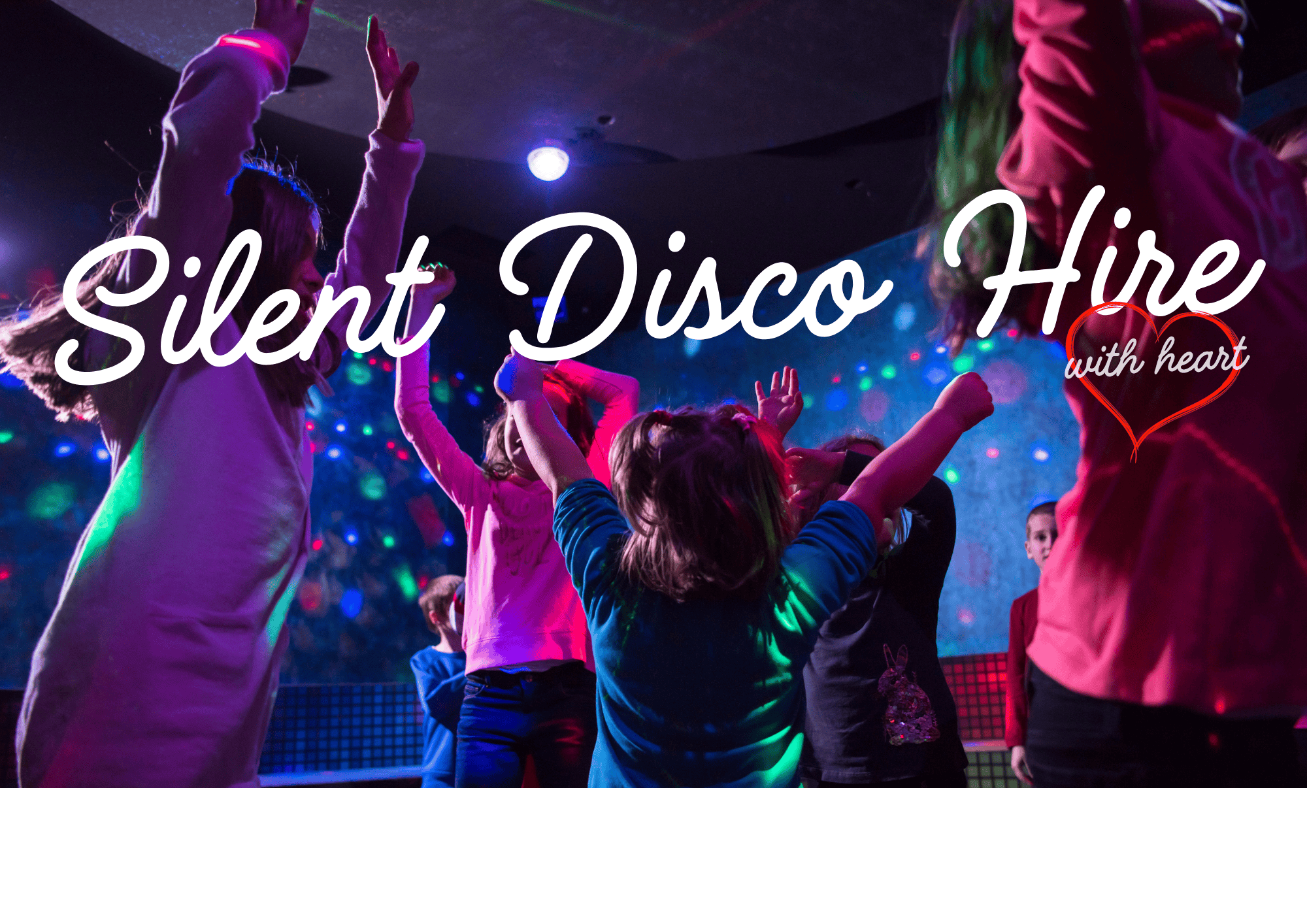 Silent Disco Photo Logo for Somerset Youth Theatre Silent Disco Hire with happy people with headphones on