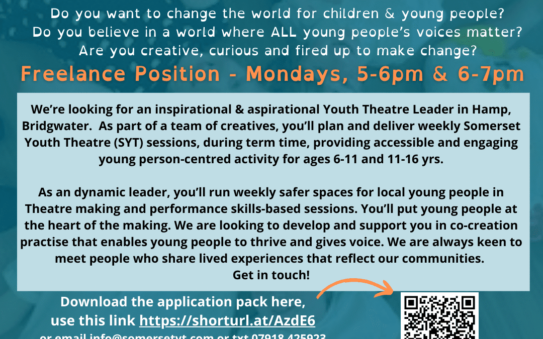 We are Hiring – Youth Theatre Leader