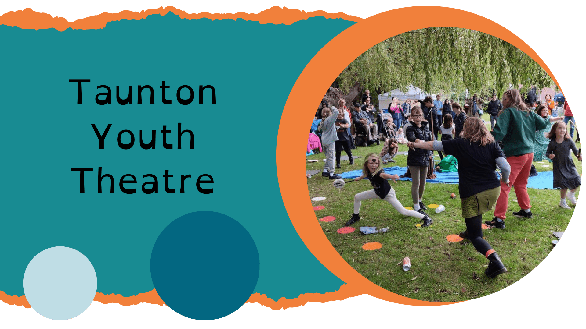 Taunton Youth Centre Location Banner - Children playing outside under trees